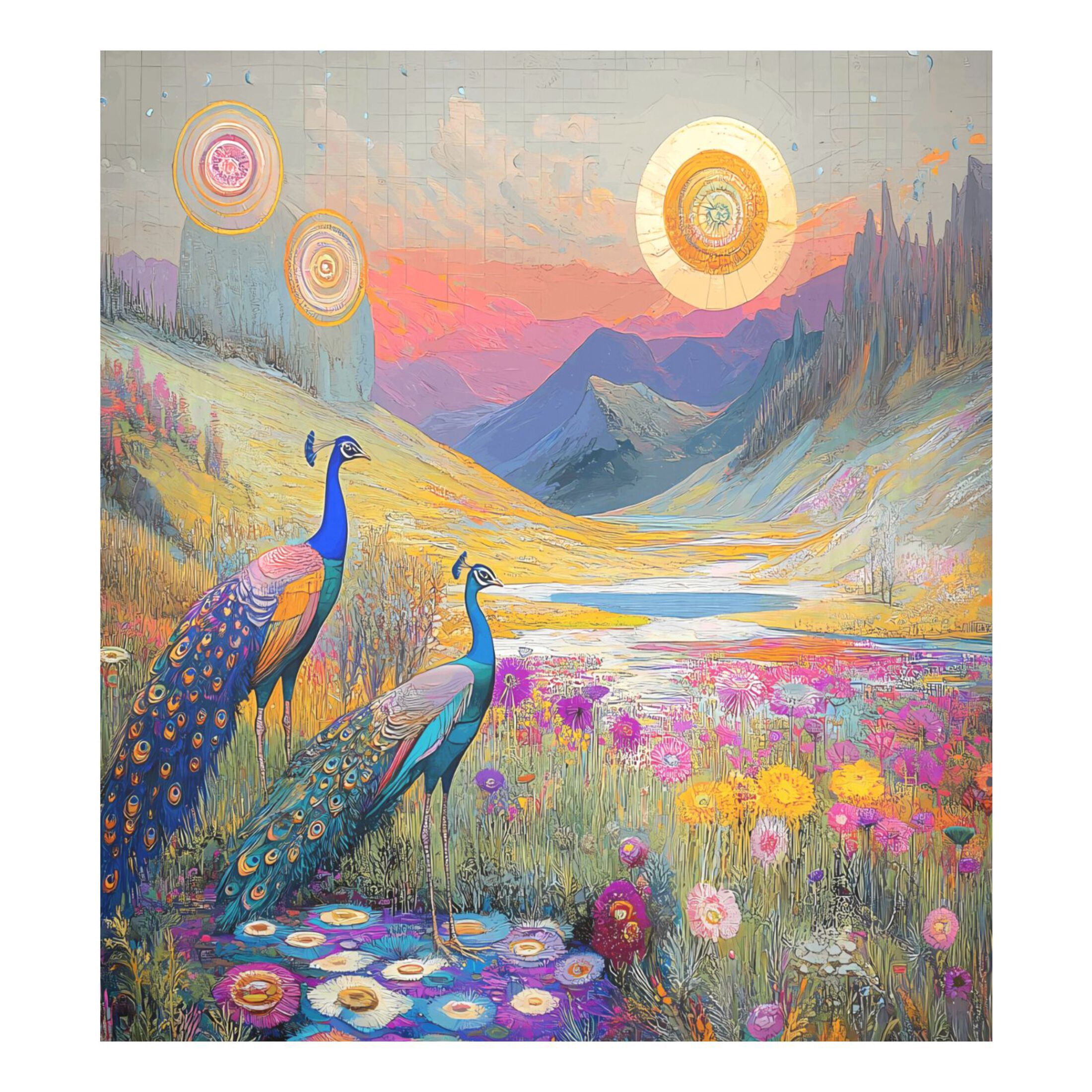 Dishwasher Magnet Cover Magnetic Fridge Door Cover Home Kitchen Decor Peacocks in Alpine Meadow 23"x 26"
