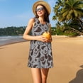 thumbnail image 3 of Naloa Brown Moose with Pinecones Print Women's Summer Spring Casual Beach Sundress,Vacation Sleeveless Tank Crewneck Loose Dresses, 3 of 7