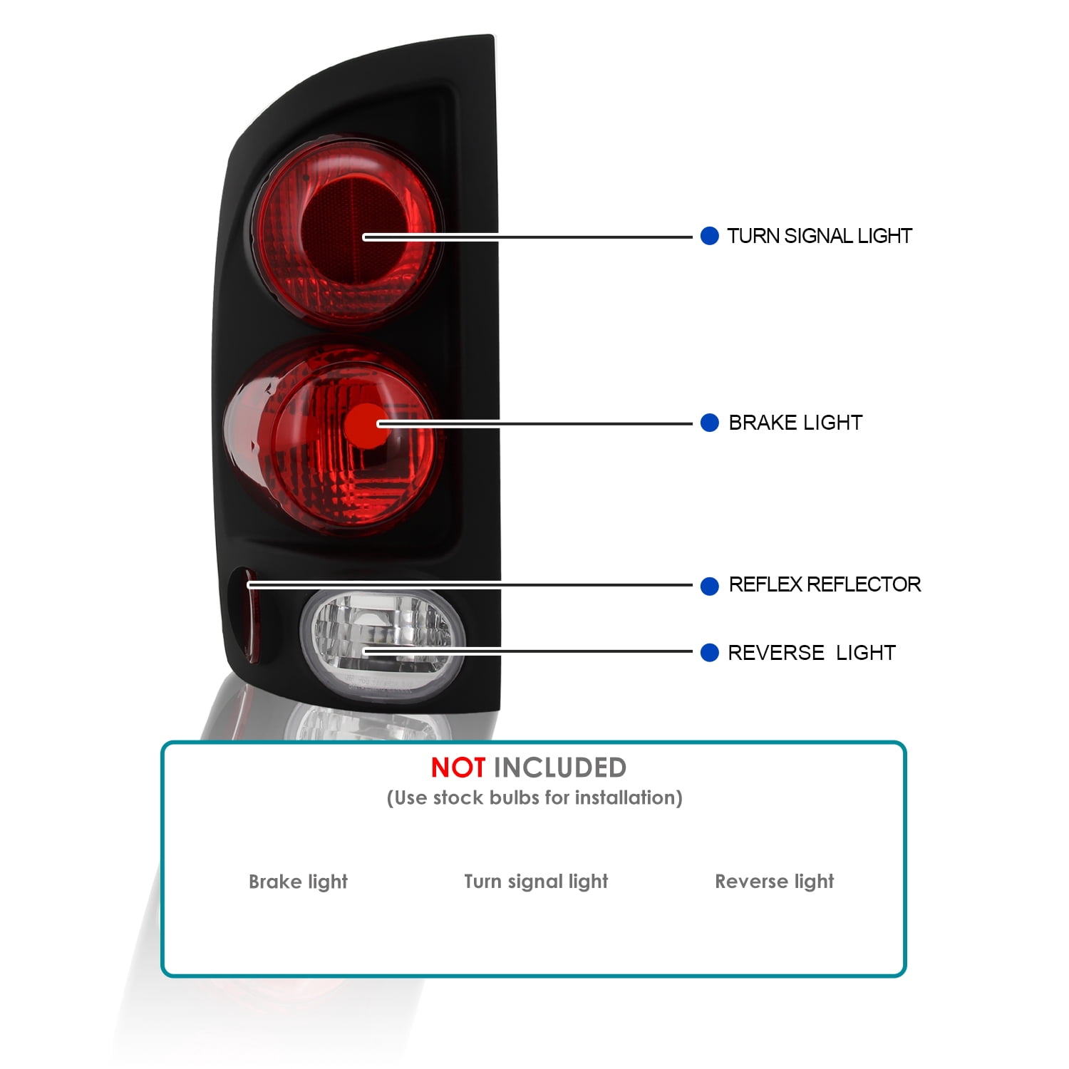 Spec-D Tuning Crystal Black Headlights + 3D Style Tail Lights for 2002-2005 Dodge Ram 1500 2003-2005 2500 3500 Left + Right Pair