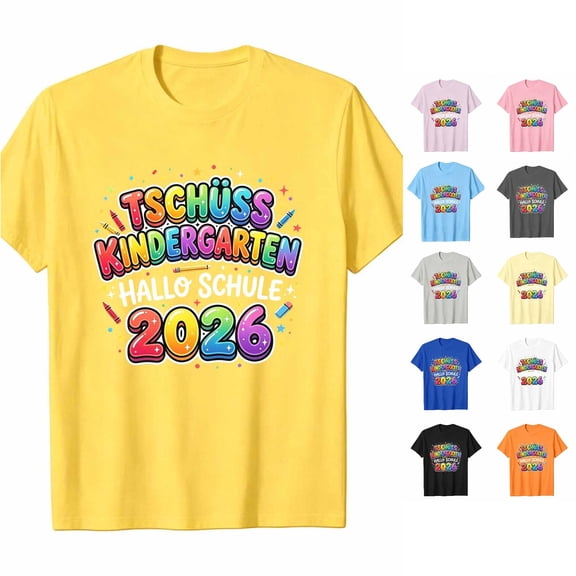 XFeng Schulkind 2026 Graphic T‑Shirt Kids Back to School Short Sleeve Tee