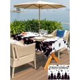 thumbnail image 4 of Outdoor Tablecloth with Umbrella Hole and Zipper, Pink Black Christmas Tree Rectangle Table Cloth 54x80 Inch Waterproof Tablecloth, Xmas Snowflake Picnic Table Cover for Patio Camping, 4 of 7