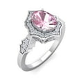 thumbnail image 2 of SuperJeweler 1 1/2 Carat Oval Shape Created Pink Sapphire and Halo Diamond Ring In Sterling Silver For Women, 2 of 6