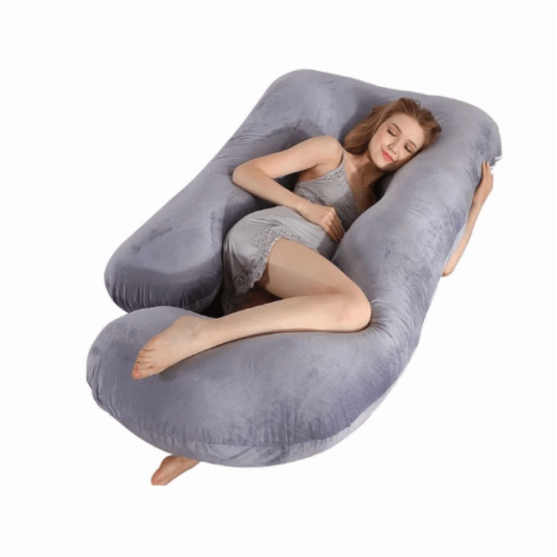 Best-selling U-shaped pregnant pillow - promotes side sleeping, supports the waist and abdomen. An essential item for pregnant women when sleeping.