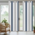 thumbnail image 4 of Blue Gray Striped Outdoor Curtains for Patio Waterproof, Windproof Privacy Curtains with Weighted Bottom, Farmhouse Stripe Art Outside Drapes for Picnic Garage Backyard Cabana 54"x84" 1 Panel, 4 of 8
