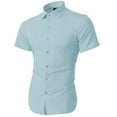 thumbnail image 2 of Hat and Beyond Men's Premium Short Sleeve Dress Shirts Solid Stretch Slim Fit, 2 of 5