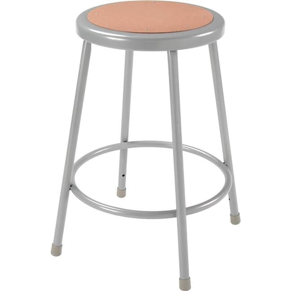 Interion 24 in. Steel Work Stool with Hardboard Seat & Backless - Gray - Pack of 2