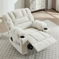 thumbnail image 3 of Power Recliner Chair with Heating Vibration & Adjustable Backrest, Recliner Chair Sofa with 2 Cup Holders and Side Pocket, Lazy Recliner Chair for Living Room, Beige, 3 of 8