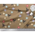 thumbnail image 3 of Soimoi Brown Rayon Fabric Architectural Frame & Paper Bird Art & Craft Print Fabric by the Yard 56 Inch Wide, 3 of 3