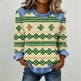 thumbnail image 2 of Craaazy Loose Fit Women's Green Spirit Prints Denim Patchwork St Patricks Day Long Sleeve T Shirts Gifts, 2 of 5
