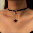 thumbnail image 1 of collier En Cuir Gothique Toile, Collier Pendentif Toile Perle, Collier Collier Noir Bohme, Collier Lucky Star Y, Bijoux Pour Femmes Et Filles, 1 of 5