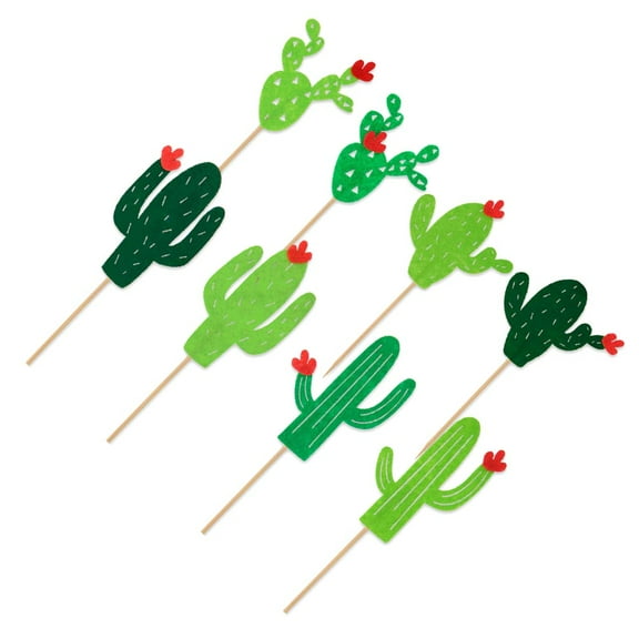 SASABAXI Cactus Cake Topper Cloth Green for Decoration Birthday Party Supplies 16PCS