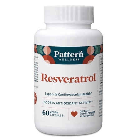Pattern Wellness Resveratrol + Fisetin, Heart & Cellular Health Support, 60 Count