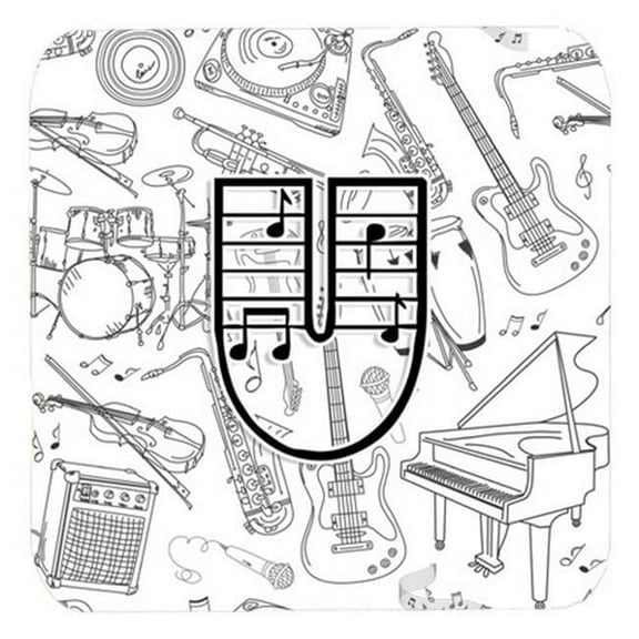 Letter U Musical Note Letters Foam Coasters, Set Of 4