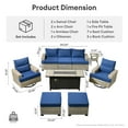 thumbnail image 4 of Vcatnet 9 Pieces Patio Fire Pit Sets, Outdoor Patio Sectional Sofa Furniture, Wicker Conversation Set with Swivel Glider Chairs and Ottoman, Navy Blue, 4 of 10