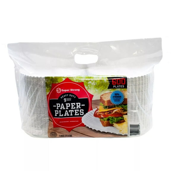 Super Strong Heavy-Duty Paper Plates, 9" (600 Count)