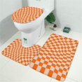 thumbnail image 2 of Orange and White Wavy Checkerboard Pattern Bathroom Rugs Sets 3 Piece,Toilet Cover Set,Absorbent Non Slip Bathroom Mats Sets with U-Shaped Contour Rug Toilet Rug Set, 2 of 5