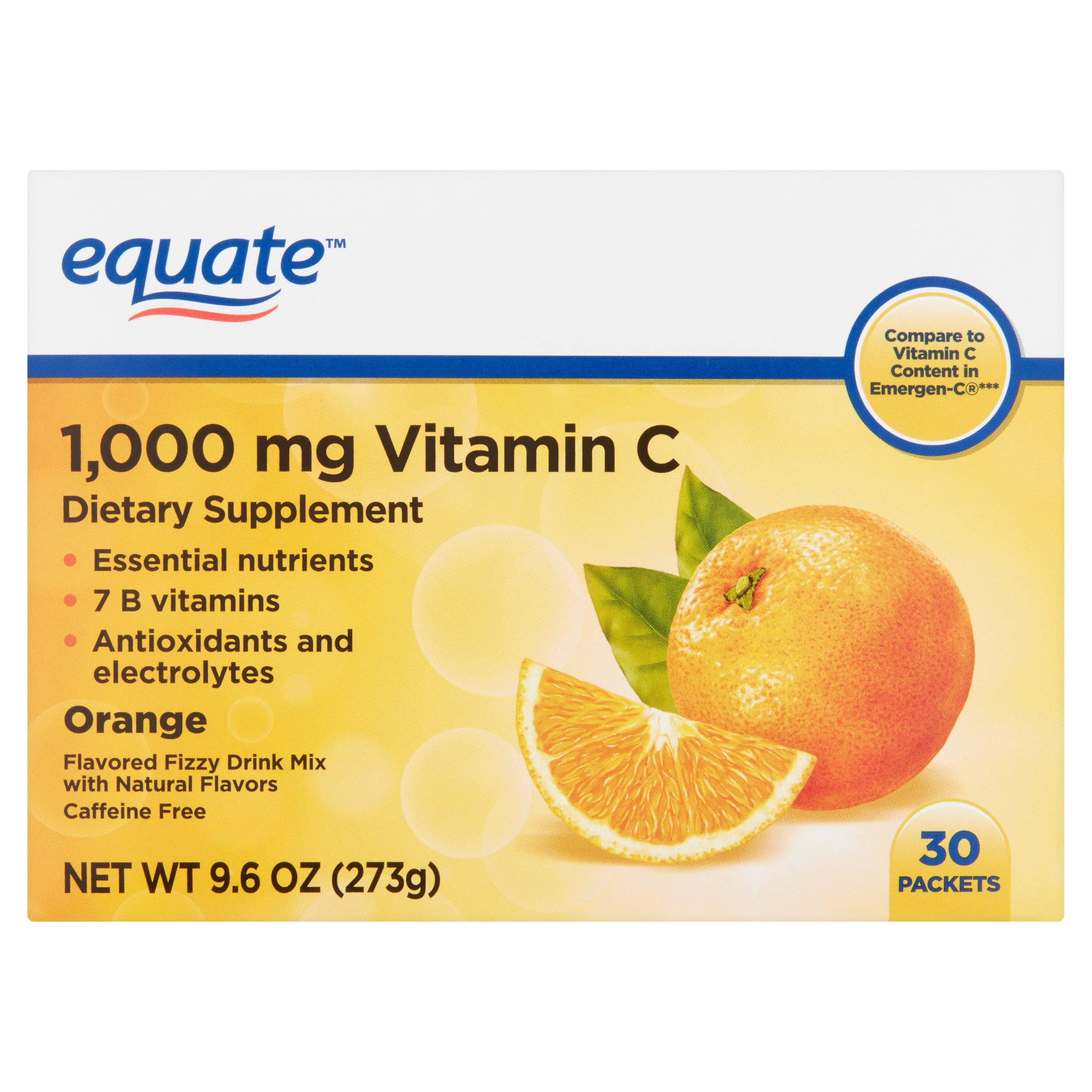 Equate Vitamin C Drink Mix Orange 1000mg 30ct Walmart Com Walmart Com
