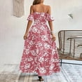 thumbnail image 3 of MORTTIC Women's Halter Floral Print Belted Long Dress with High Slit Boho Wedding Guest Beach Maxi Dress Pink，M, 3 of 4