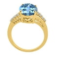thumbnail image 4 of Mauli Jewels Rings for Women 3.3 Carat Oval Shaped Blue Topaz and Diamond Ring 4-Prong 10K Yellow Gold, 4 of 6