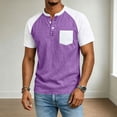 thumbnail image 2 of cllios Mens Raglan Short Sleeve Henley Shirts Loose Fit Contrast Color T-Shirts with Chest Pocket Lightweight Casual Summer Tops, 2 of 6