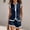 Dark Blue, variant on Wovilon Women's Summer Two-Piece Outfit with Contrast Scalloped Trim and Button-Up Front, Sleeveless Stand Collar Top and Relaxed Fit Shorts for Casual Beach Vacation