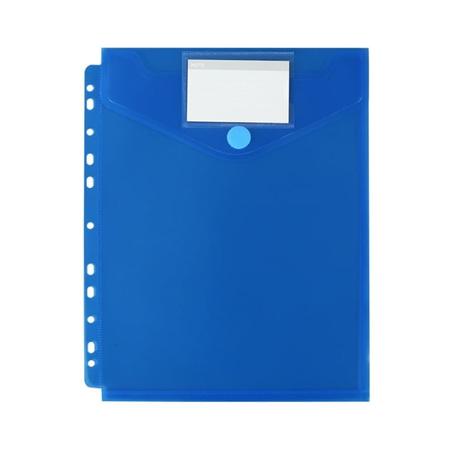Cosmug Professional Vertical Ring Binder Folders | Plastic with Button Close & Removable Labels | Letter Size | 11 Hole Fit | 8 Color Options, Blue