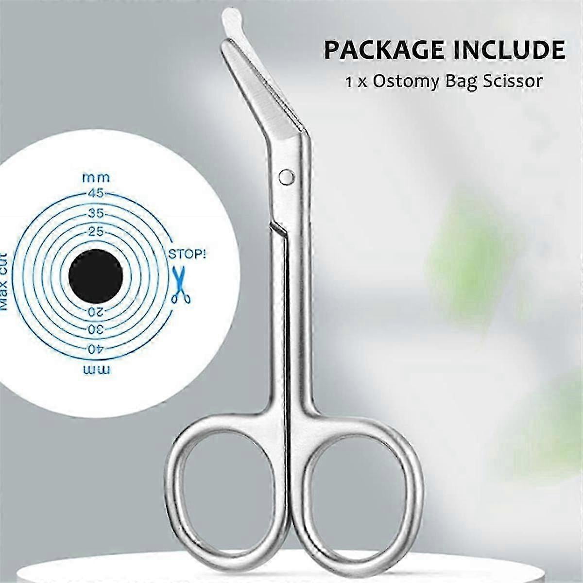 Ostomy Bag Scissor-Stoma Pouch Shear with Blunt Round Tip for Colostomy Ileostomy Care, Stainless Steel, 4.4Inch L, 2Pcs