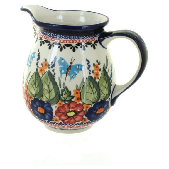 Blue Rose Polish Pottery Floral Small Pitcher