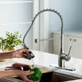 thumbnail image 3 of Sunrinx Pull Down Kitchen Faucet Brushed Nickel 3-Spray Stainless Steel Sink Faucet, 3 of 9
