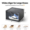 thumbnail image 2 of Cajas de zapatos apilables de plástico negro, organizador grande de almacenamiento, contenedores delanteros laterales caídos, almacenamiento de tenis, 2 of 8