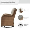 thumbnail image 6 of PARKWELL 2PCS Outdoor Swivel Gliders - Patio Wicker Bistro Furniture Set for Porch Balcony Backyard - Beige Cushioned Swivel Rocking Chairs in Yellow Wicker, 6 of 8