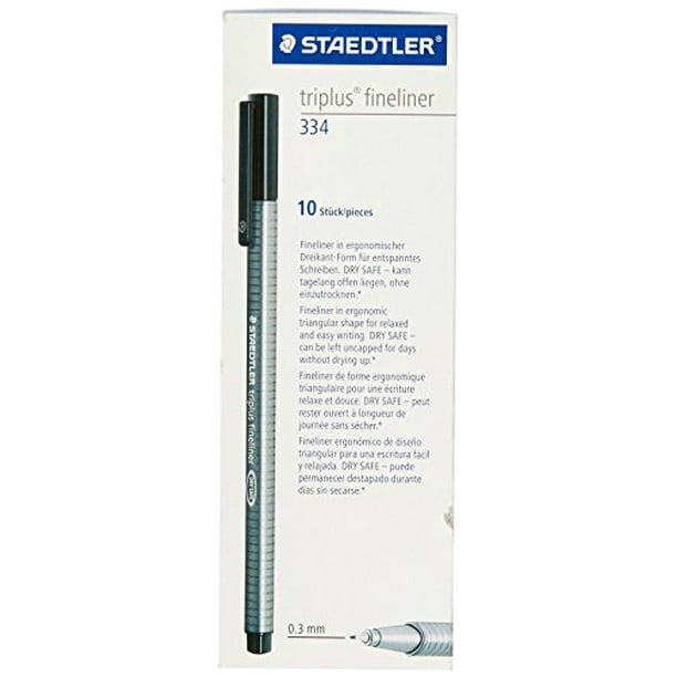 Staedtler Triplus Fineliner Pens, 0.3mm, Black, Pack of 10 (3349