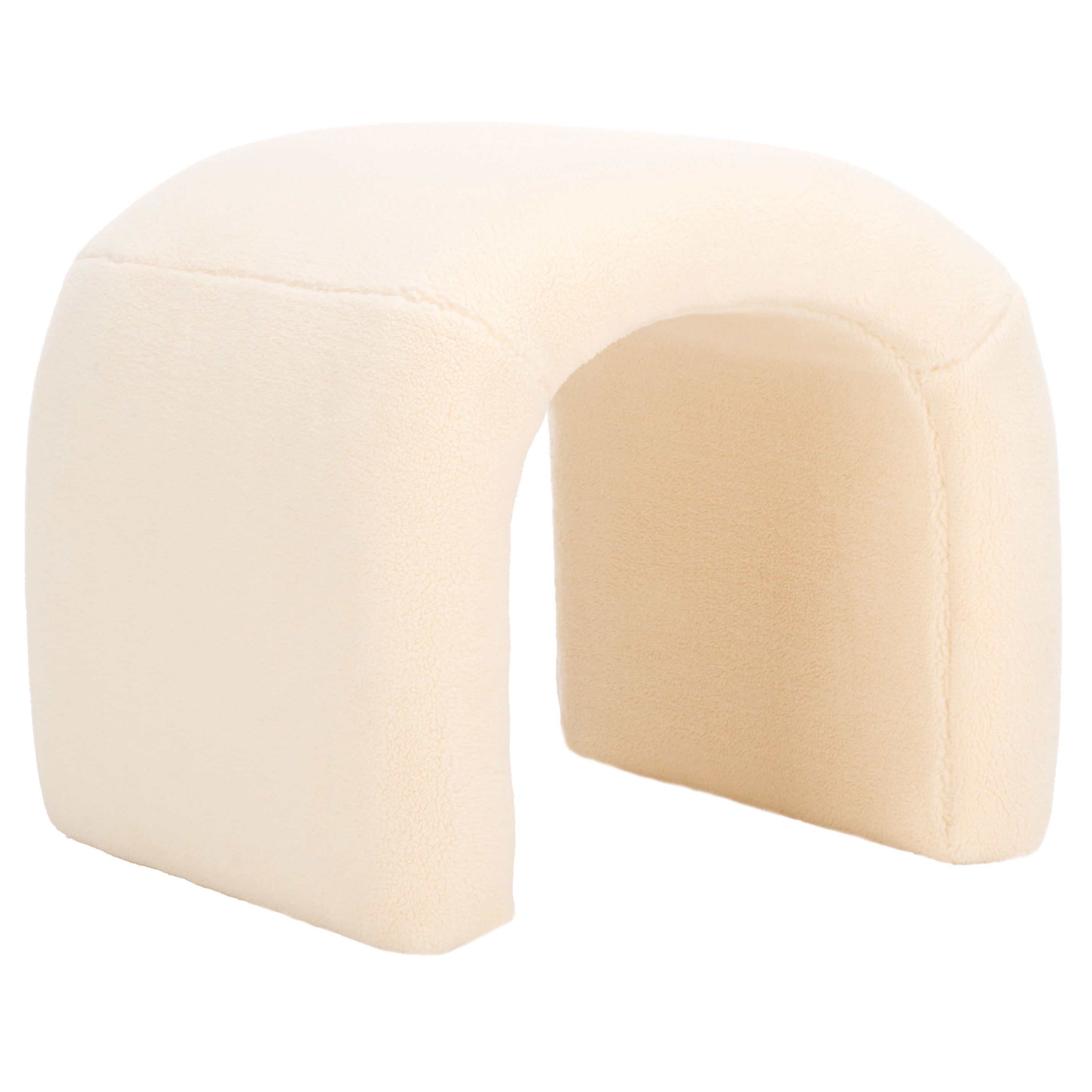 SAFAVIEH Kibo Modern Faux Shearling Ottoman, Cream