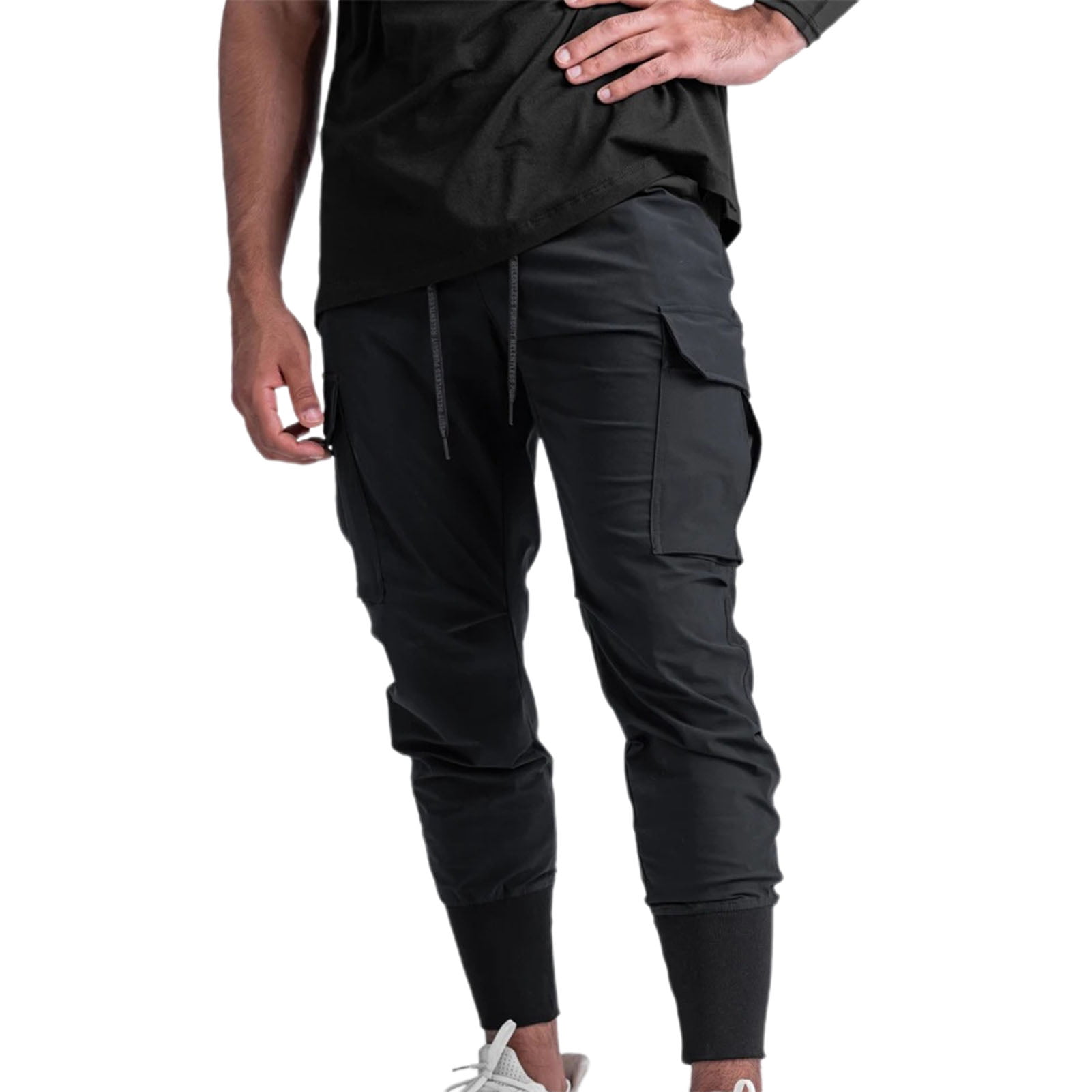 YXGla Men Pants Solid Color Elastic 