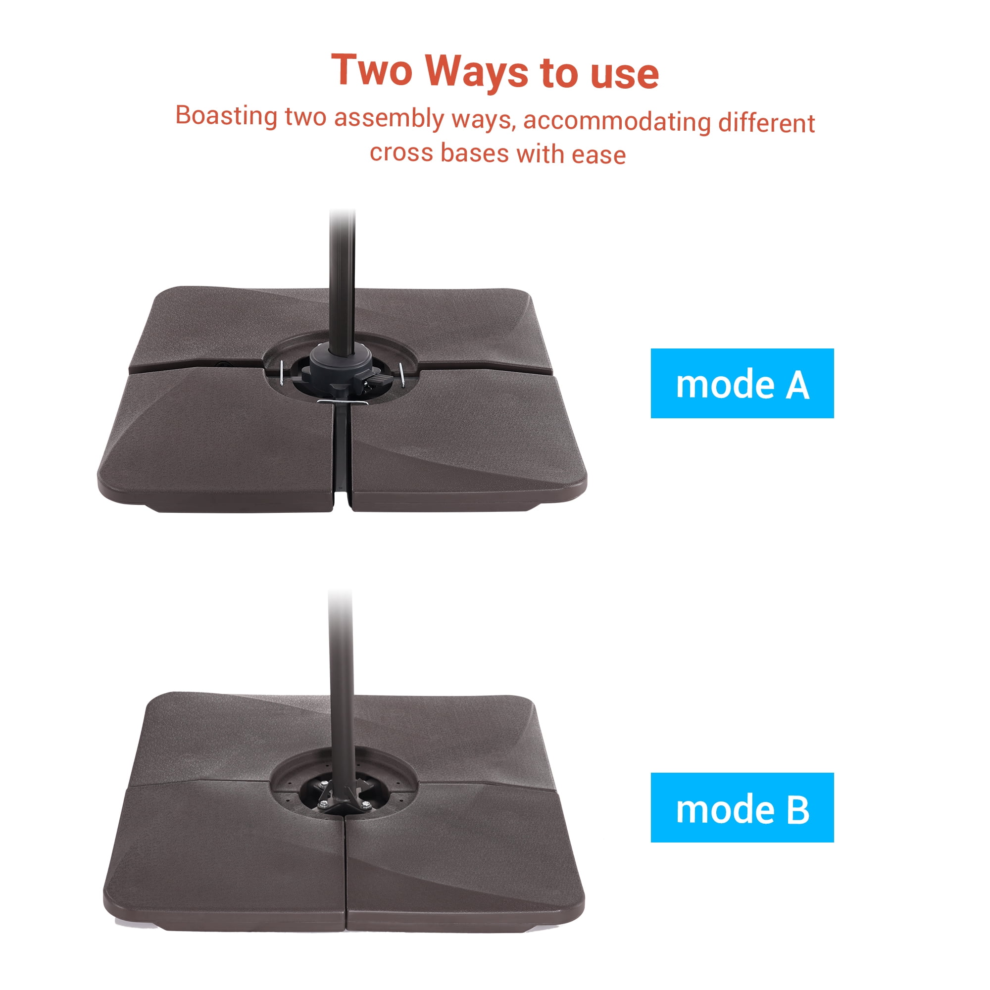CHYVARY Patio Umbrella Base Weighs 200LBs Filled With Sand or Water, High Quality HDPE Plastic for Cantilever Umbrella With 8–10ft Canopy, Dark Brown