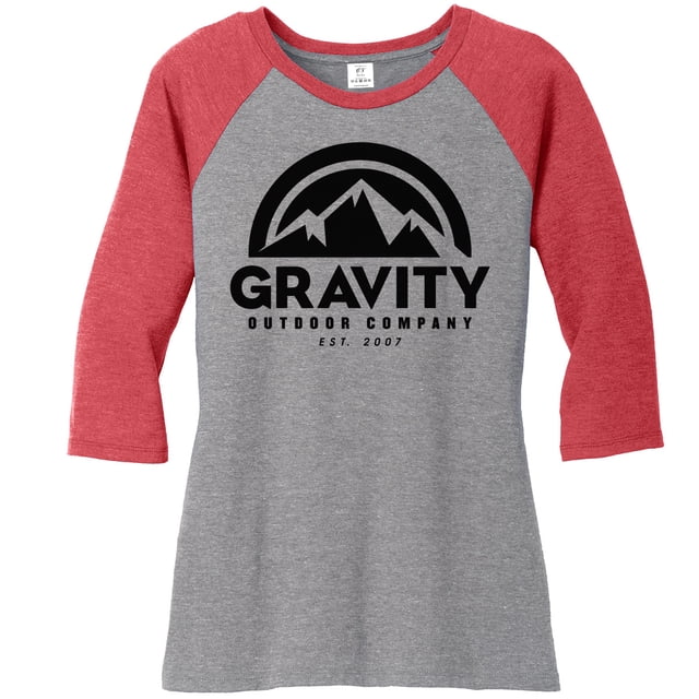 Camisa Raglan de la funda para mujer Gravity Outdoor Co. 3/4 - Logotipo negro - Rojo / Gray - XL Gravity Outdoor Co. Camisa