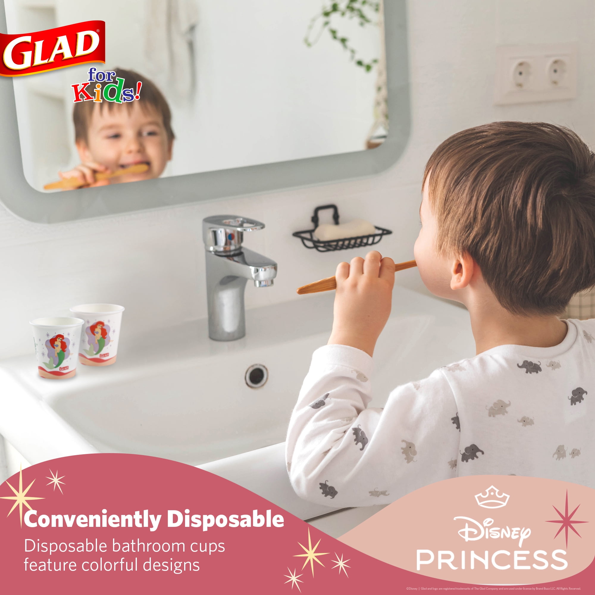 Glad For Kids Disney Princess 3oz Mini Bath Cups 100ct