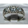 thumbnail image 3 of LBG British Made VINTAGE style Solid 10K White Gold Natural Aquamarine Trilogy Ring, 3 of 8