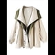 thumbnail image 3 of Gabardina con Capucha para Mujer, Chaqueta con Solapa y Botones, Cortavientos de Longitud Media con Bloques de Color Albaricoque XXXL, 3 of 6