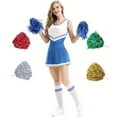 thumbnail image 2 of Farfi 2Pcs Cheerleading Pom Poms with Plastic Handle Colorful Metallic Foil Pom Poms for Cheerleader Spirited Sports Dance Cheer-up Props for Women Girls Cheerleading Captain (Silver), 2 of 13
