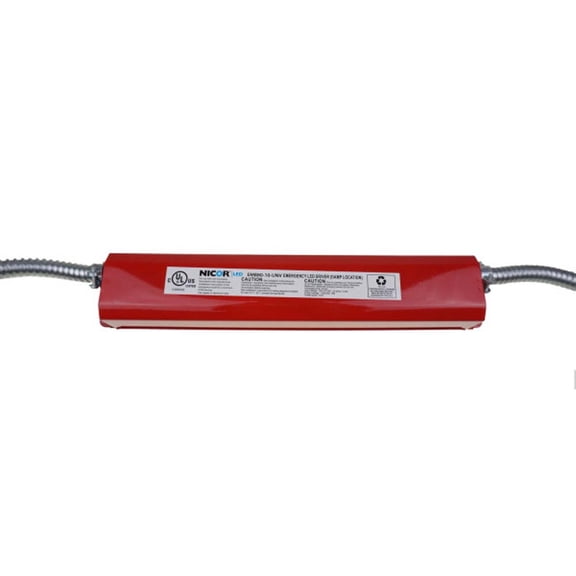 NICOR Lighting 8W LED Emergency Battery Backup Driver Universal EMB80-10-UNV , Red