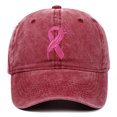 thumbnail image 2 of HJYCHN Mens Hats Unisex International Awareness Day Ribbon Embroidered For Outdoor Sports Hop Hat Letters Womens Baseball Caps Red One Size, 2 of 4