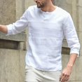 thumbnail image 3 of DPTALR Chemises pour Hommes Style Capables en Pur Coton et Lin Haut à Manches Sept-Huitièmes, 3 of 9
