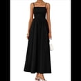 thumbnail image 3 of Vestidos Largos de Verano para Mujer, Vestido Informal con Tirantes Finos, Fruncido, Corte A, y Fluido. Negro XXL, 3 of 7
