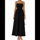 thumbnail image 3 of Vestidos Largos de Verano para Mujer, Vestido Informal con Tirantes Finos, Fruncido, Corte A, y Fluido. Negro S, 3 of 7
