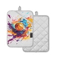 thumbnail image 2 of ALAZA Basketball Abstract Pot Holders Set of 2 Heat Resistant Kitchen Oven Mitts, 2 of 7