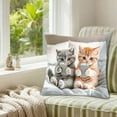 thumbnail image 6 of Cat Playing With Phone Printed Pillow Cover 17.7x17.7in, Funny Animal Pattern Flock Pillowcase, Decorative Cushion Cover for Sofa Living Room, Hidden Zipper, Novelty Gift for Cat Lovers, 6 of 6