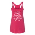 thumbnail image 2 of Wild Bobby Raised on Sweet Tea and Jesus Inspirational/Christian Women Tri-Blend Racerback Tank Top, Shocking Pink, Small, 2 of 5