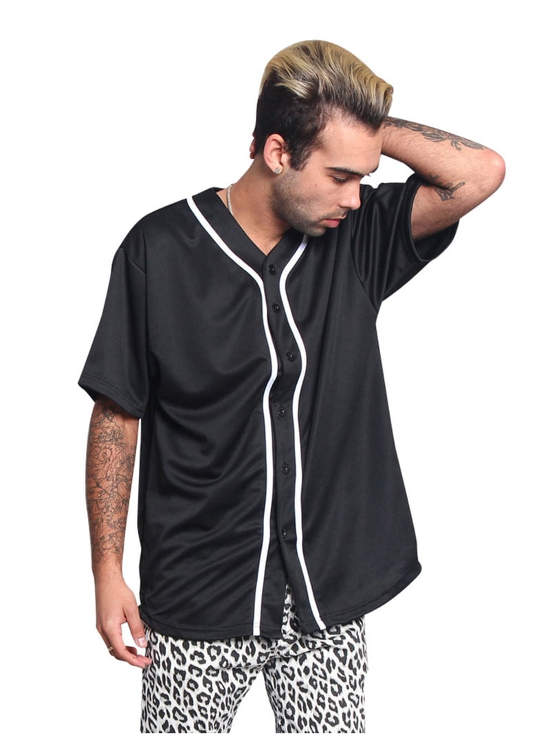 Victorious Men's Classic Baseball Jersey with Trim BJ42 - BLACK