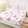 thumbnail image 3 of Manfei Retro Xmas Tree Twin Sheet Sets,Merry Christmas Twin Fitted Sheet,Pink White Flat Sheet For Girls Kids,Super Cozy Room Decor,3 Pieces, 3 of 7